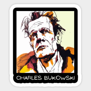 Charles Bukowski Portrait - Famous Writer Art Sticker